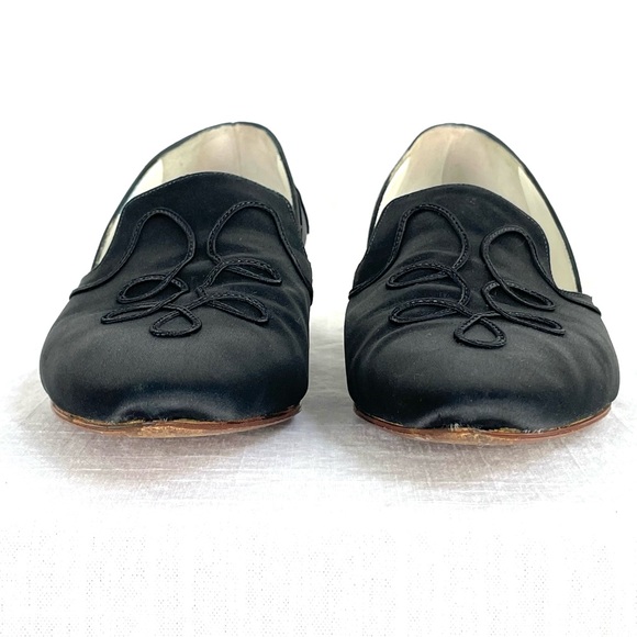 Rare Vintage 1993 PETER FOX Black Satin Shoes “Janet” soutache - Picture 4 of 16